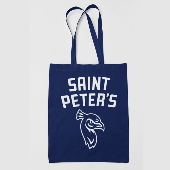 NEW Saint St Peters Peacocks Mascot Wordmark Canvas Medium Tote Bag NAVY - Picture 1 of 2